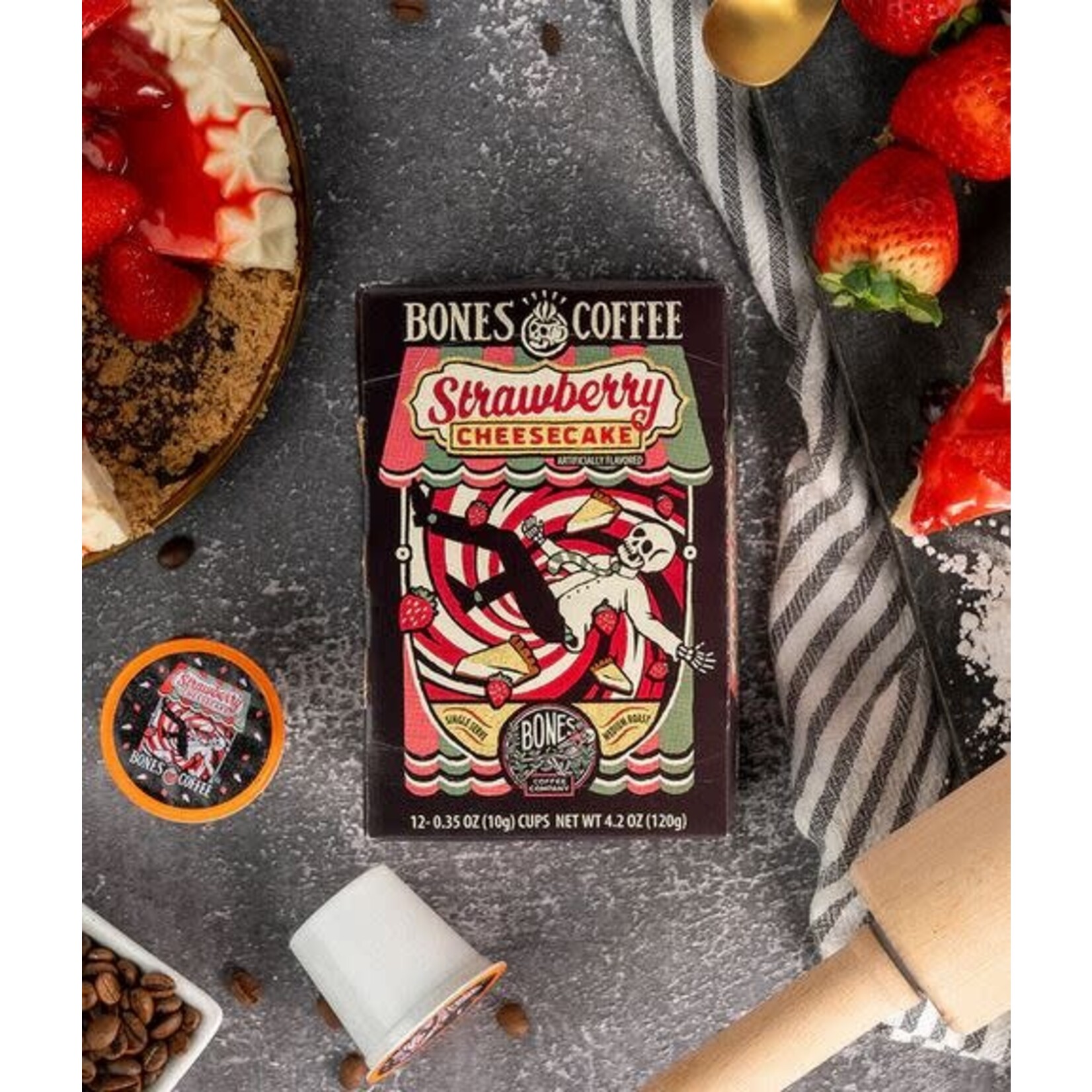 Bones Coffee: Strawberry Cheesecake Bones Cups 12ct