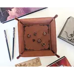 Vegan Leather Dice Tray: Dragon Border - Chestnut