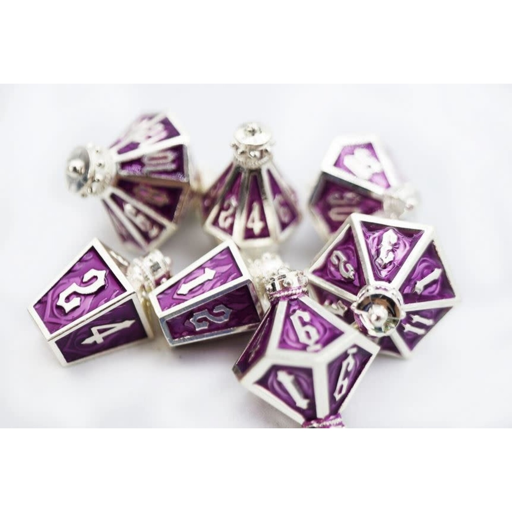 Foam Brain Metal Dice: Moonlit Lantern - Silvered Voidfire | RPG Dice Set