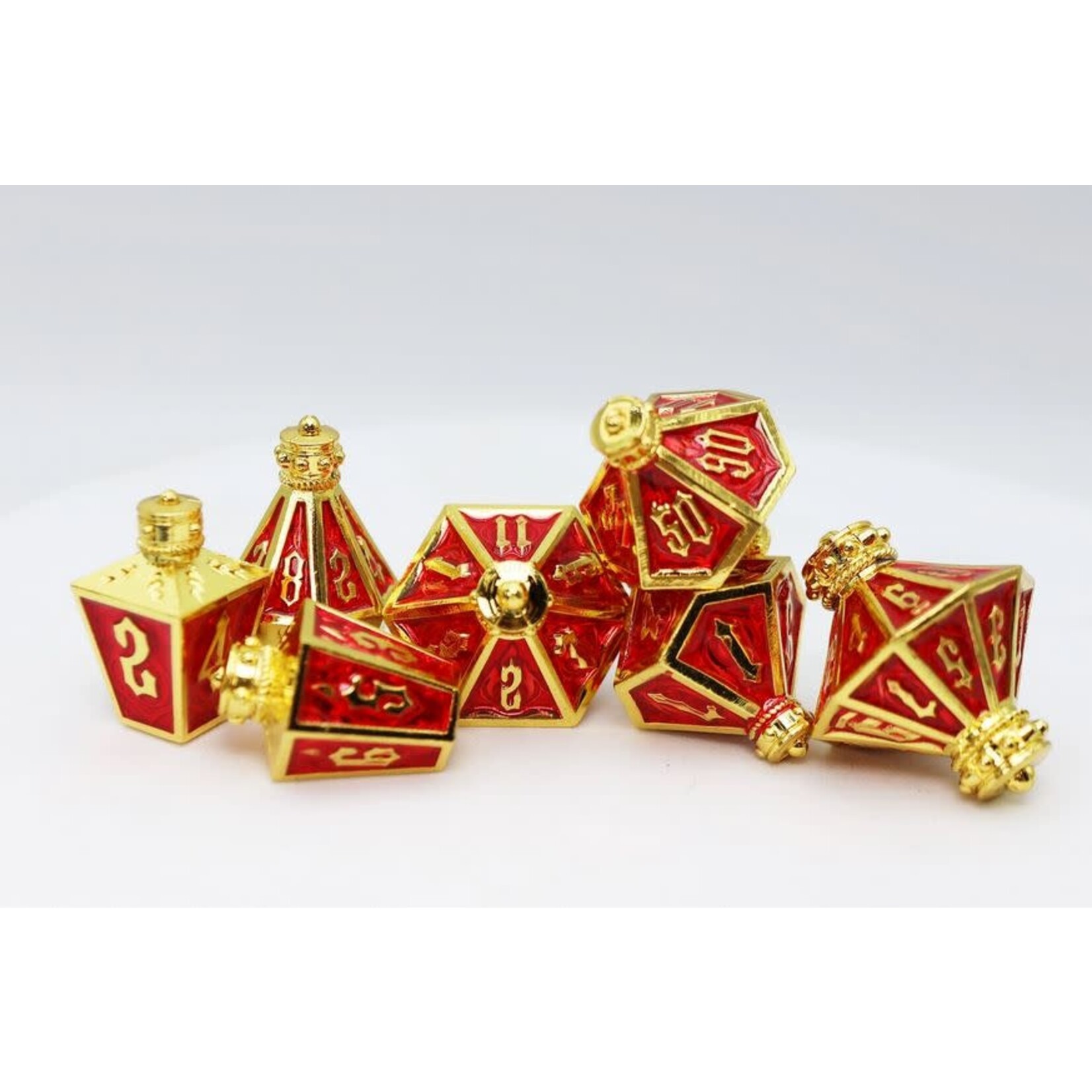 Foam Brain Metal Dice: Moonlit Lantern - Golden Starfire | RPG Dice Set