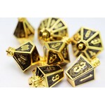 Foam Brain Metal Dice: Moonlit Lantern - Golden Earthen Flame | RPG Dice Set