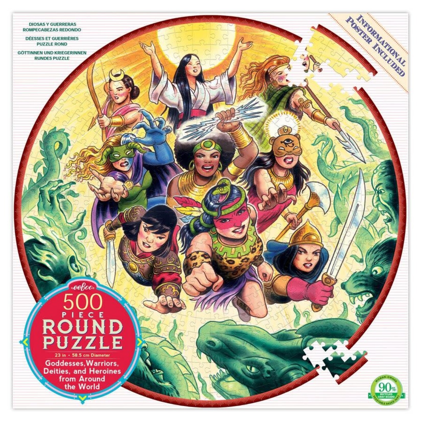 Goddesses and Warriors 500 Piece Round Puzzle Dragon Cache Game