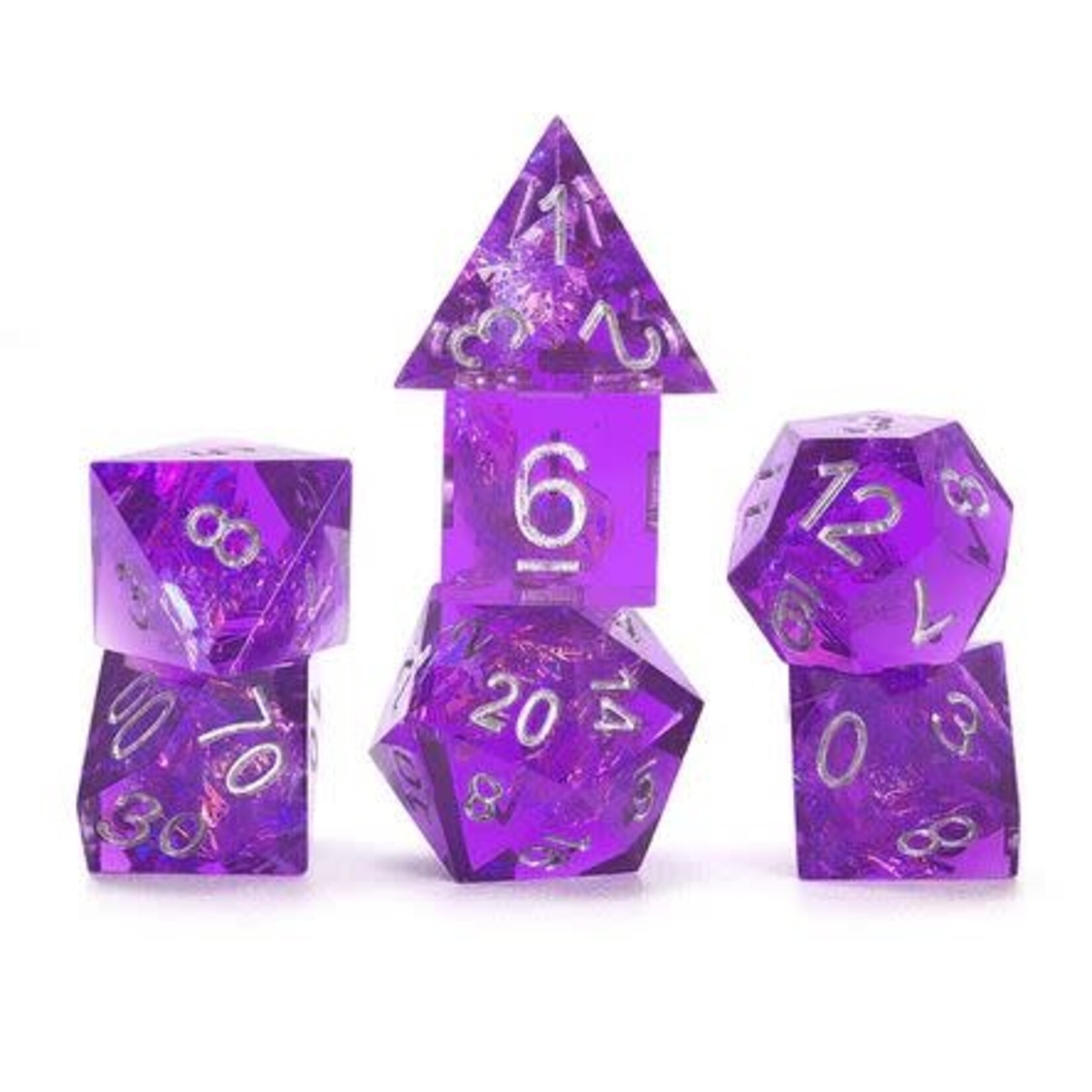 Sirius Dice: Sharp-Edged Purple Fairy | 7 Die Polyhedral Set | SDZ001407