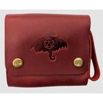 Leather Pouch with Glass Vials for Dice - Md (Red)