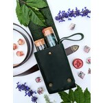 Leather Pouch with Glass Vials for Dice - Lg (Green)