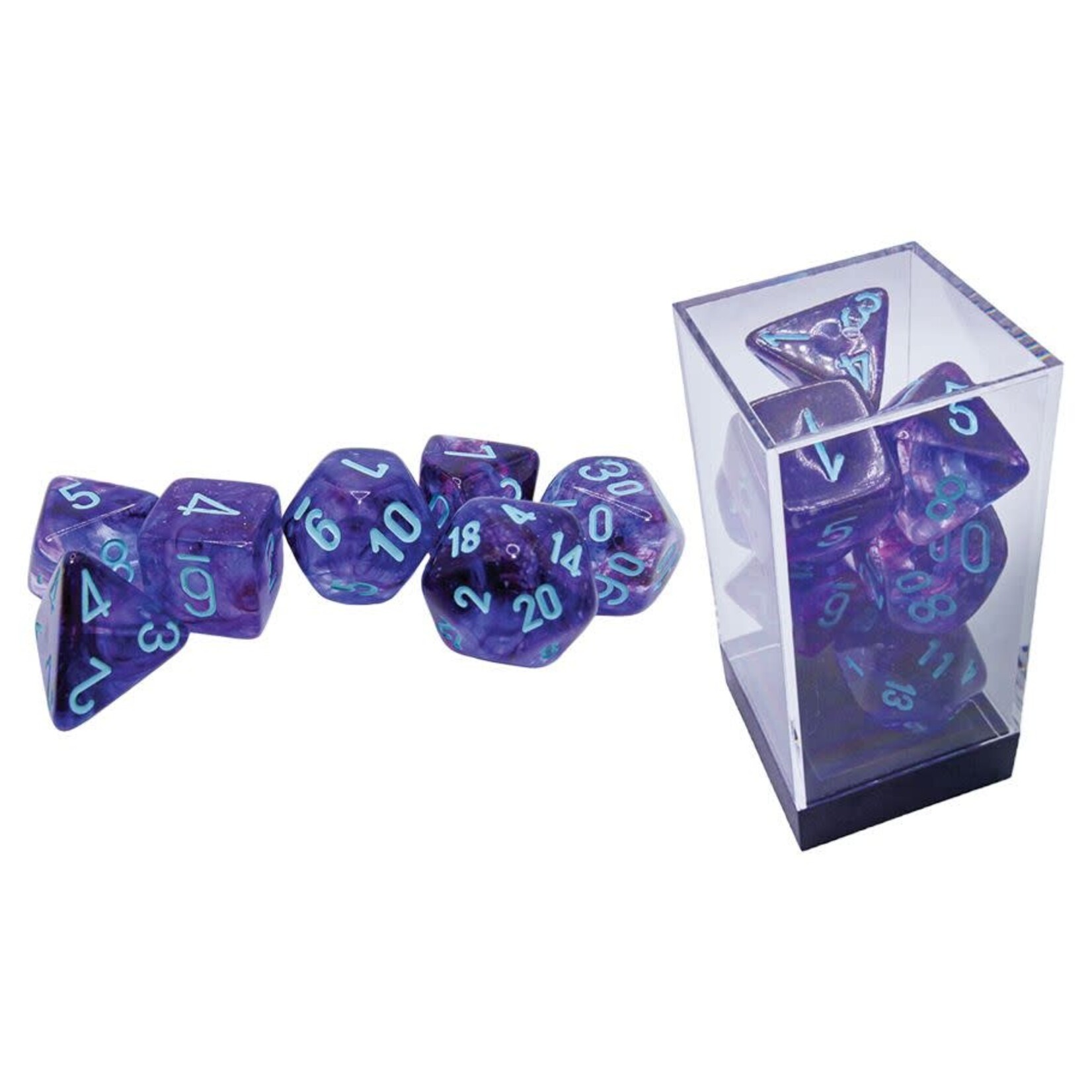 7-Set Mega Hedrals: Nebula Nocturnal/Teal Polyhedral Dice Set
