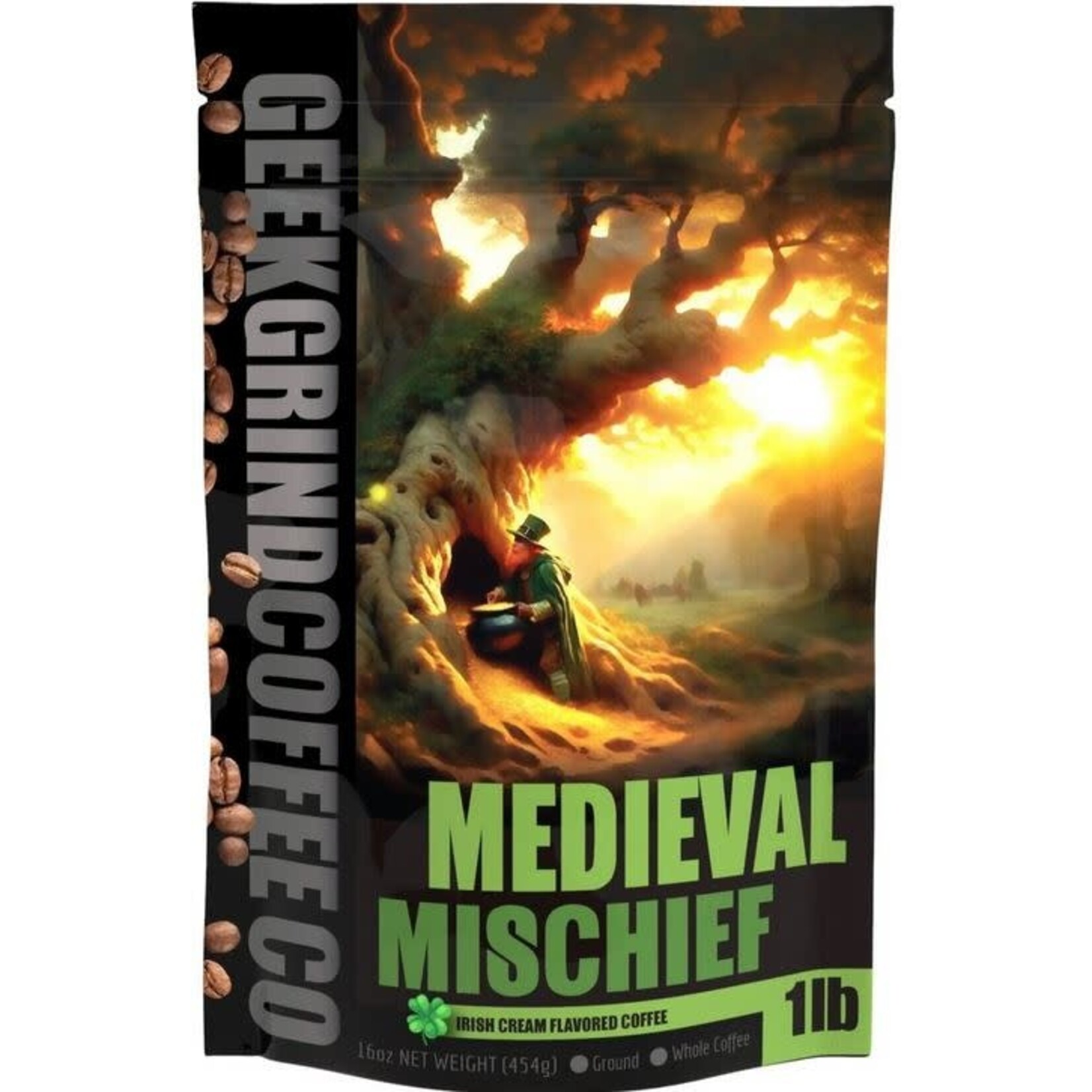 Coffee: Medieval Mischief - Irish Cream - Ground Coffee 1/2 lb - Geek Grind