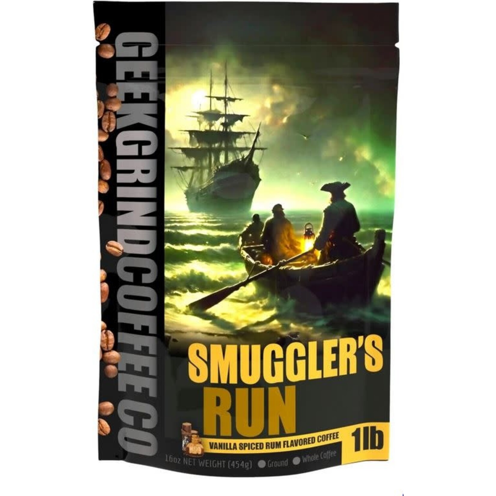 Coffee: Smuggler's Run - Vanilla Spiced Rum - Ground Coffee 1/2 lb - Geek Grind