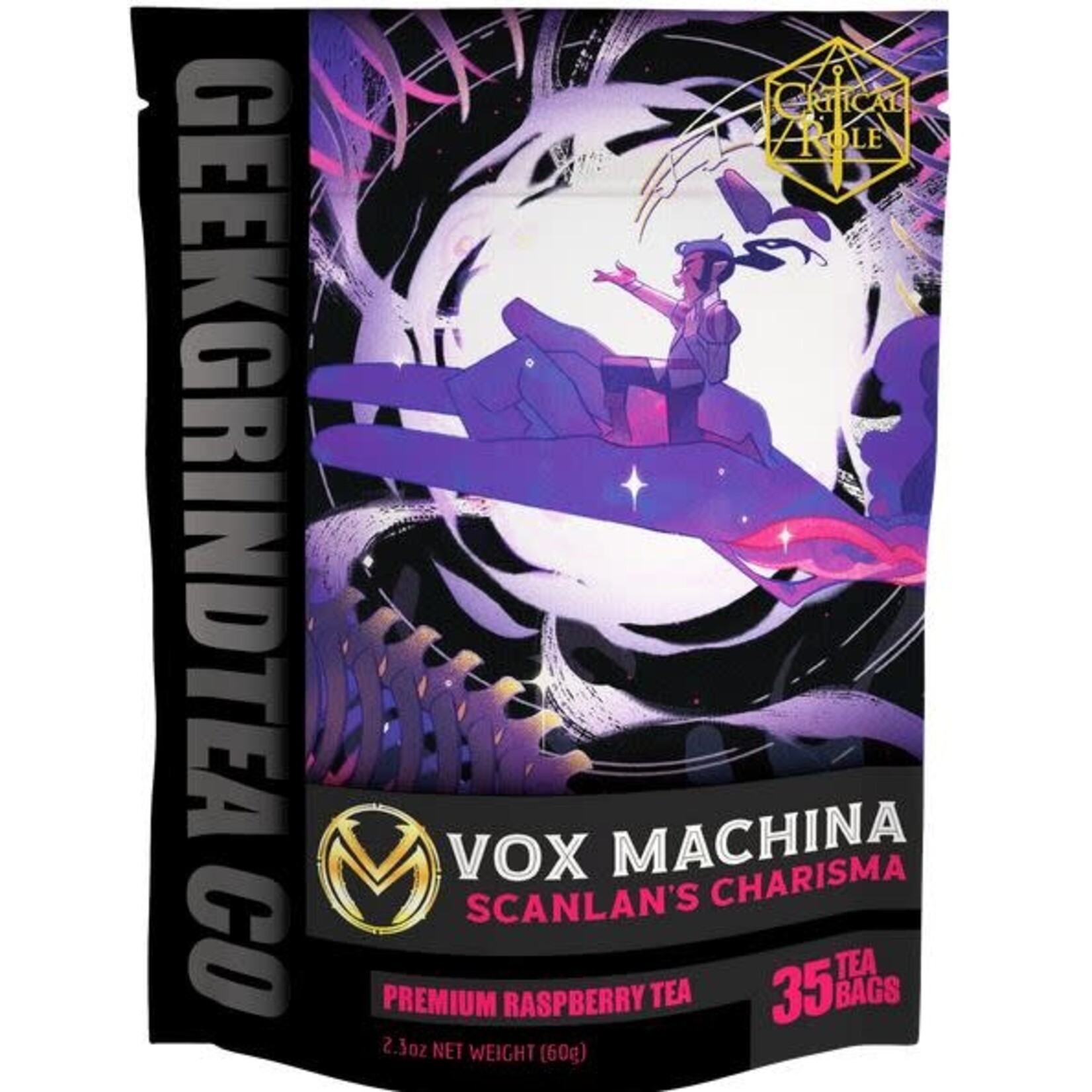 Tea: Scanlan's Charisma - Critical Role Vox Machina - Raspberry Tea (35 Tea Bags) - Geek Grind