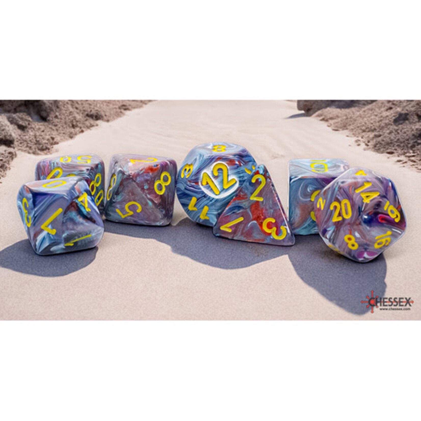 7-Set Mega Hedrals: Festive: Mosaic/Yellow Polyhedral Dice Set