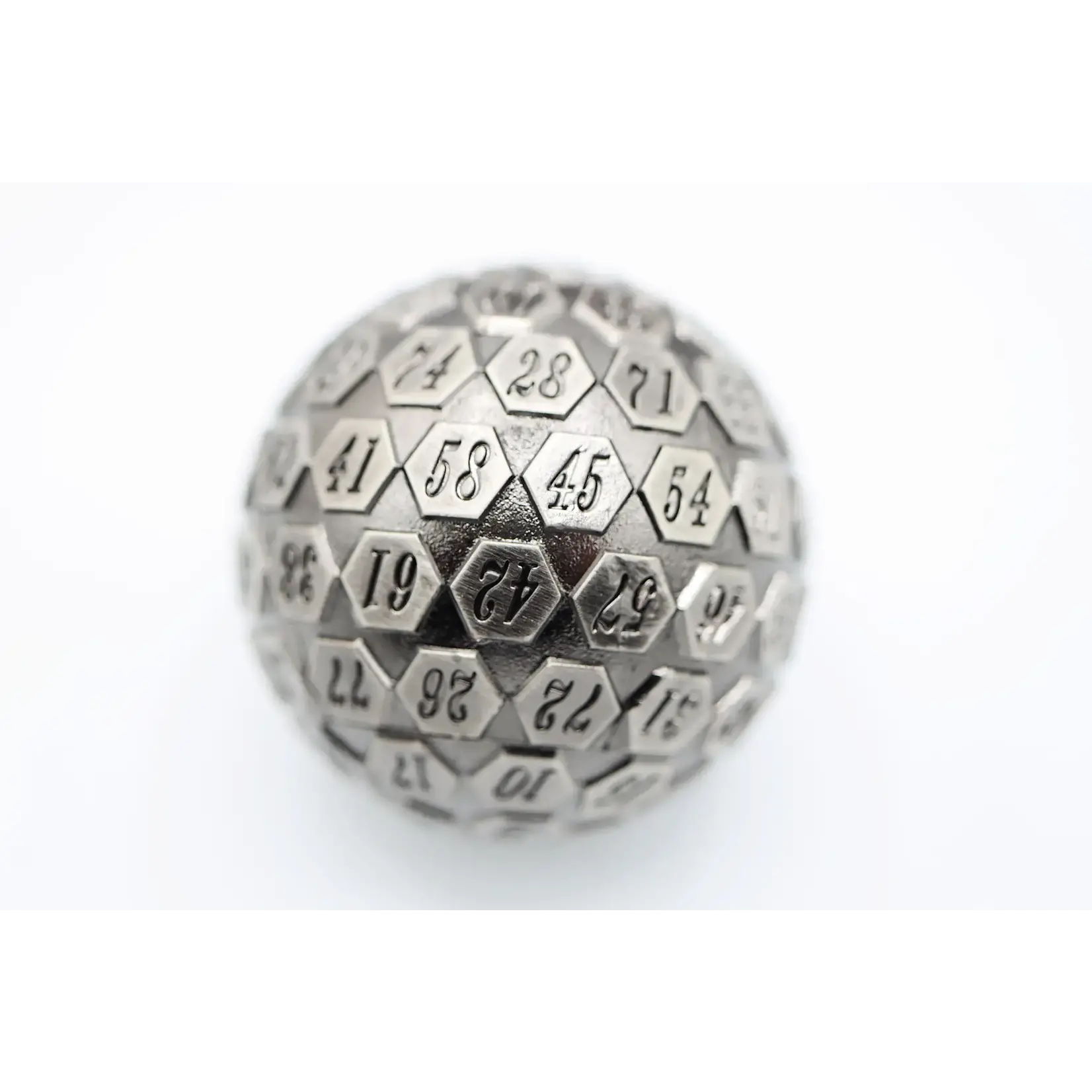Foam Brain Metal Dice: 45mm Solid Metal D100 - Silver