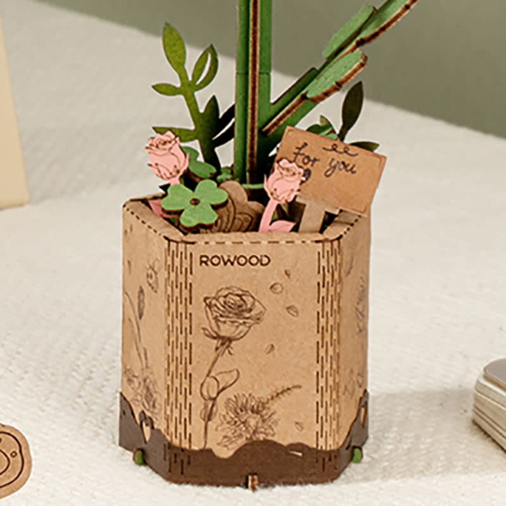 Wooden Flower Kit - Pink Rose - Bloom Craft