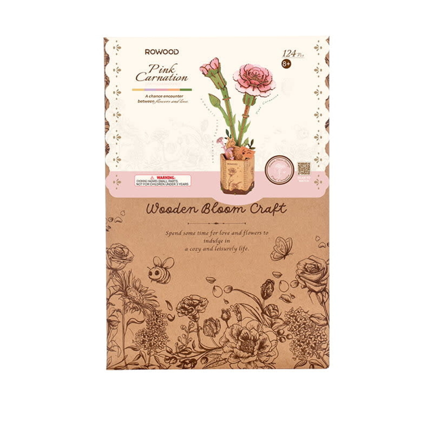 Robotime Bloom Craft: Wooden Pink Carnation Kit