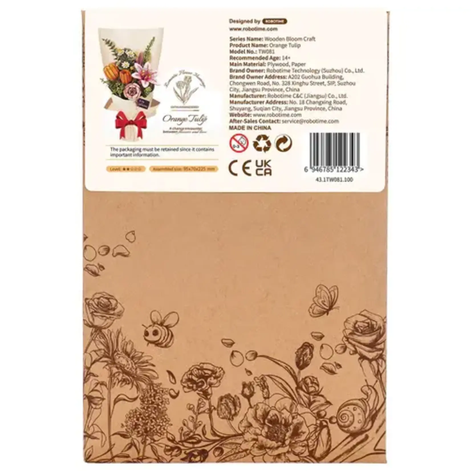 Wooden Flower Kit - Orange Tulip - Bloom Craft