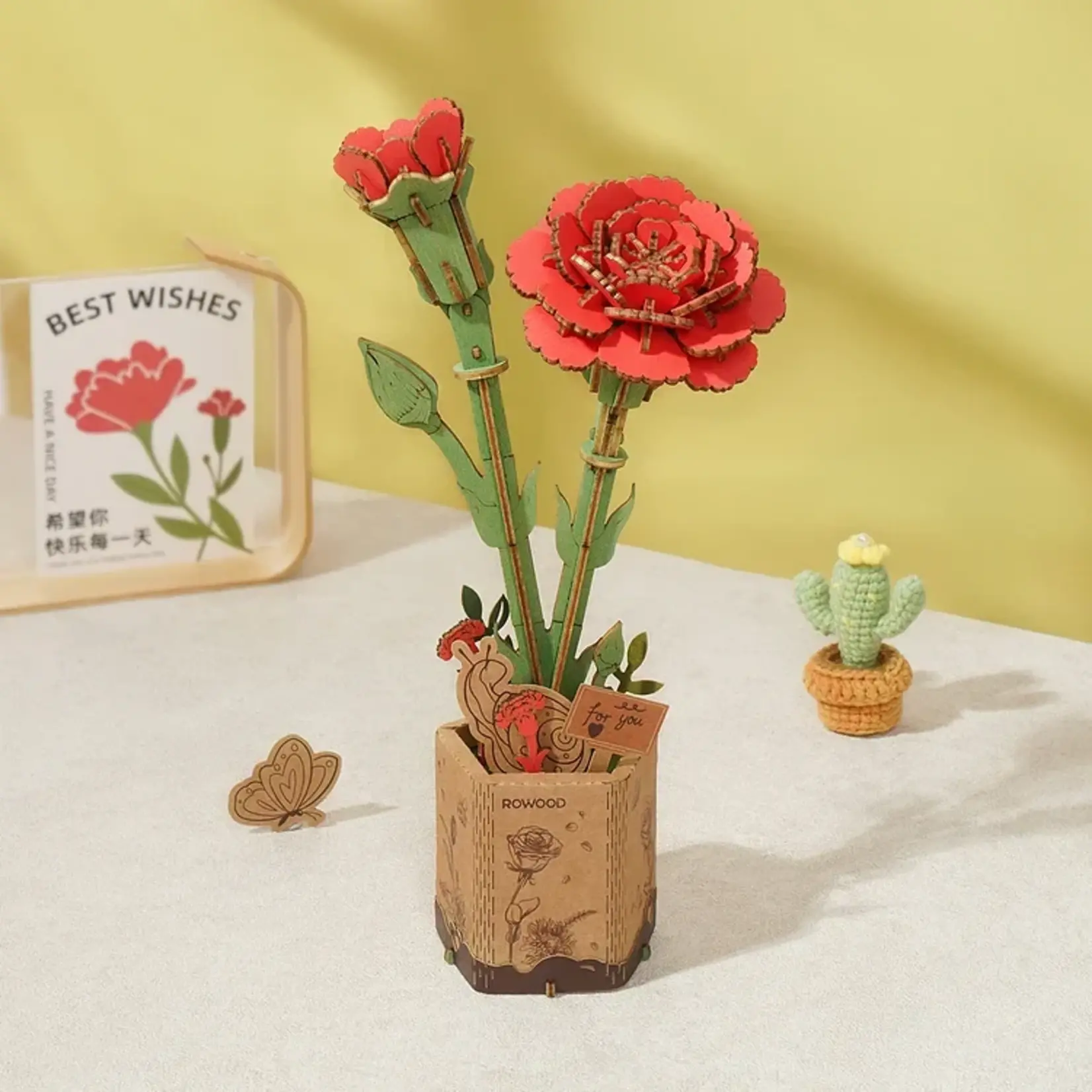 Wooden Flower Kit - Red Carnation - Bloom Craft