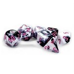 Chessex Gemini Dice: Black-White / pink | 7 Die Polyhedral Set | 26469