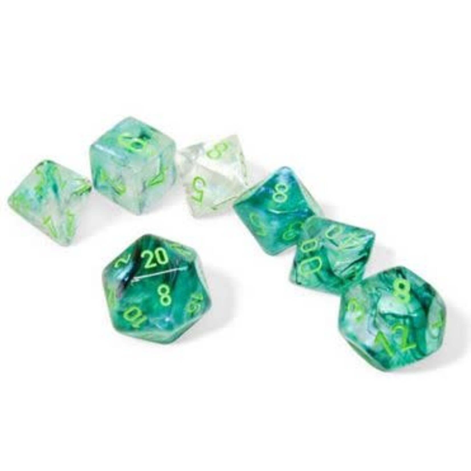 Chessex Borealis Dice: Kelp / light green | 7 Die Polyhedral Set | 27595