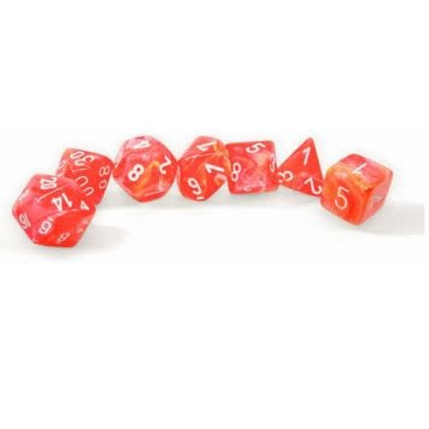 Chessex Festive Dice: Dahlia / white Luminary | 7 Die Polyhedral Set | 27553
