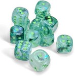 Chessex Borealis Dice: Kelp / light green Luminary | 16mm d6 12 Dice Block | 27795