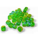 Chessex Gemini Dice: Plasma Green-Teal / orange Luminary | 12mm 36 Dice Block | 26870