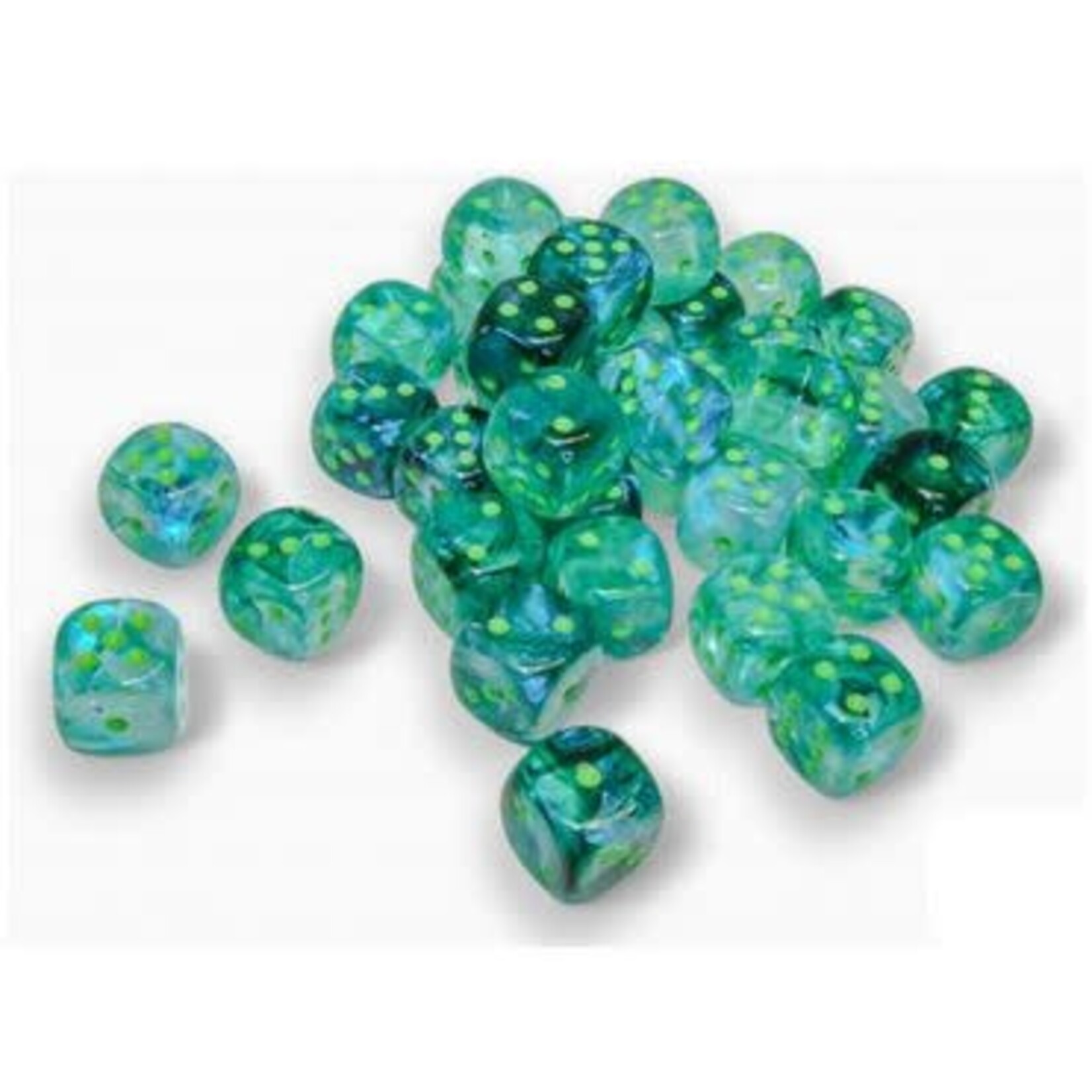 Chessex Borealis Dice: Kelp / light green Luminary | 12mm 36 Dice Block | 27995