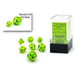 Chessex Mini Dice: Vortex Bright Green/Black | 7 Die Polyhedral Set | 20430