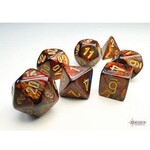 Chessex Mini Dice: Scarab Blue Blood/Gold| 7 Die Polyhedral Set | 20419
