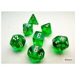Chessex Mini Dice: Translucent Green/White | 7 Die Polyhedral Set | 20375