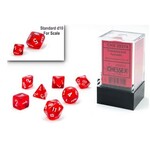 Chessex Mini Dice: Translucent Red/White | 7 Die Polyhedral Set | 20374