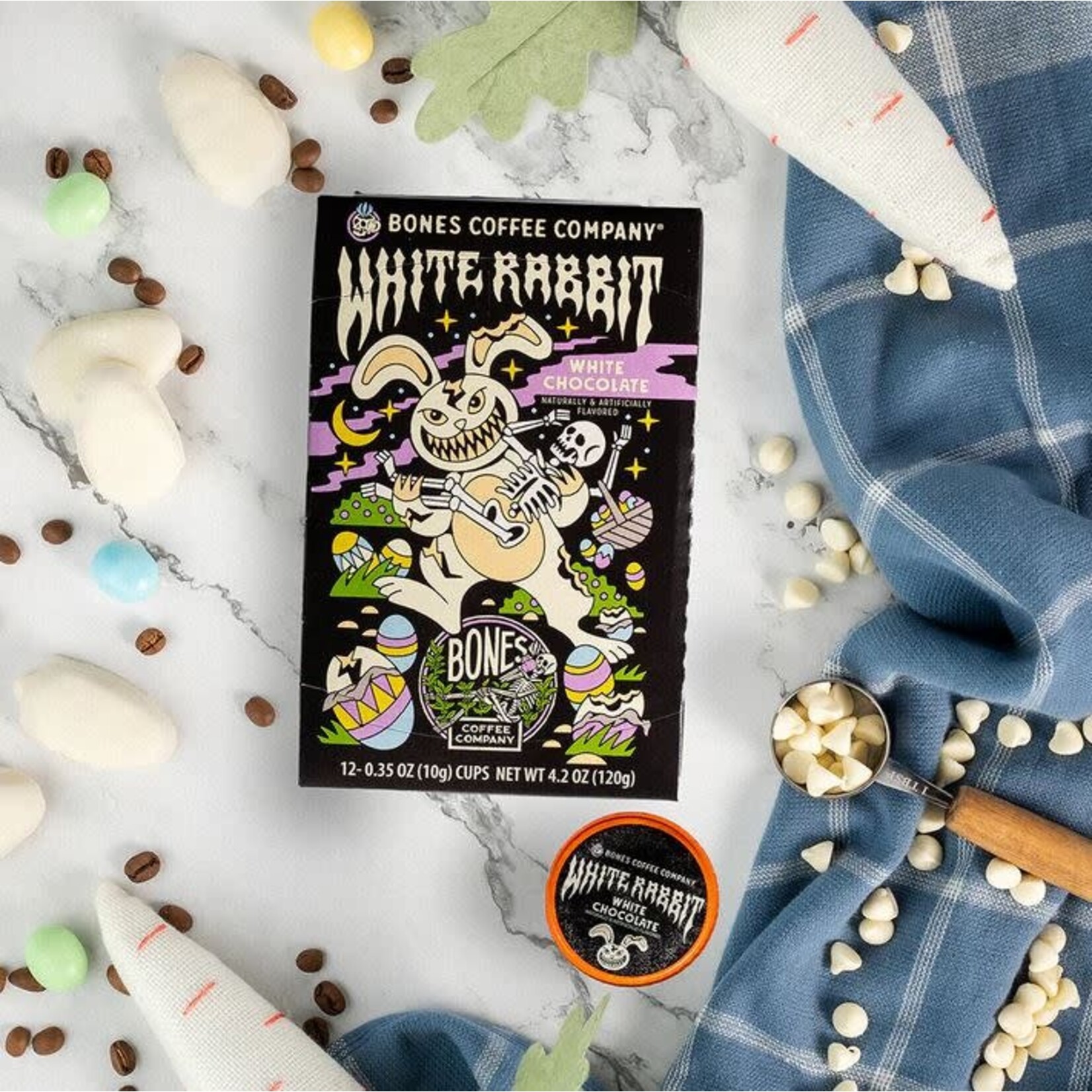 Bones Coffee: White Rabbit Easter Bones Cups 12ct