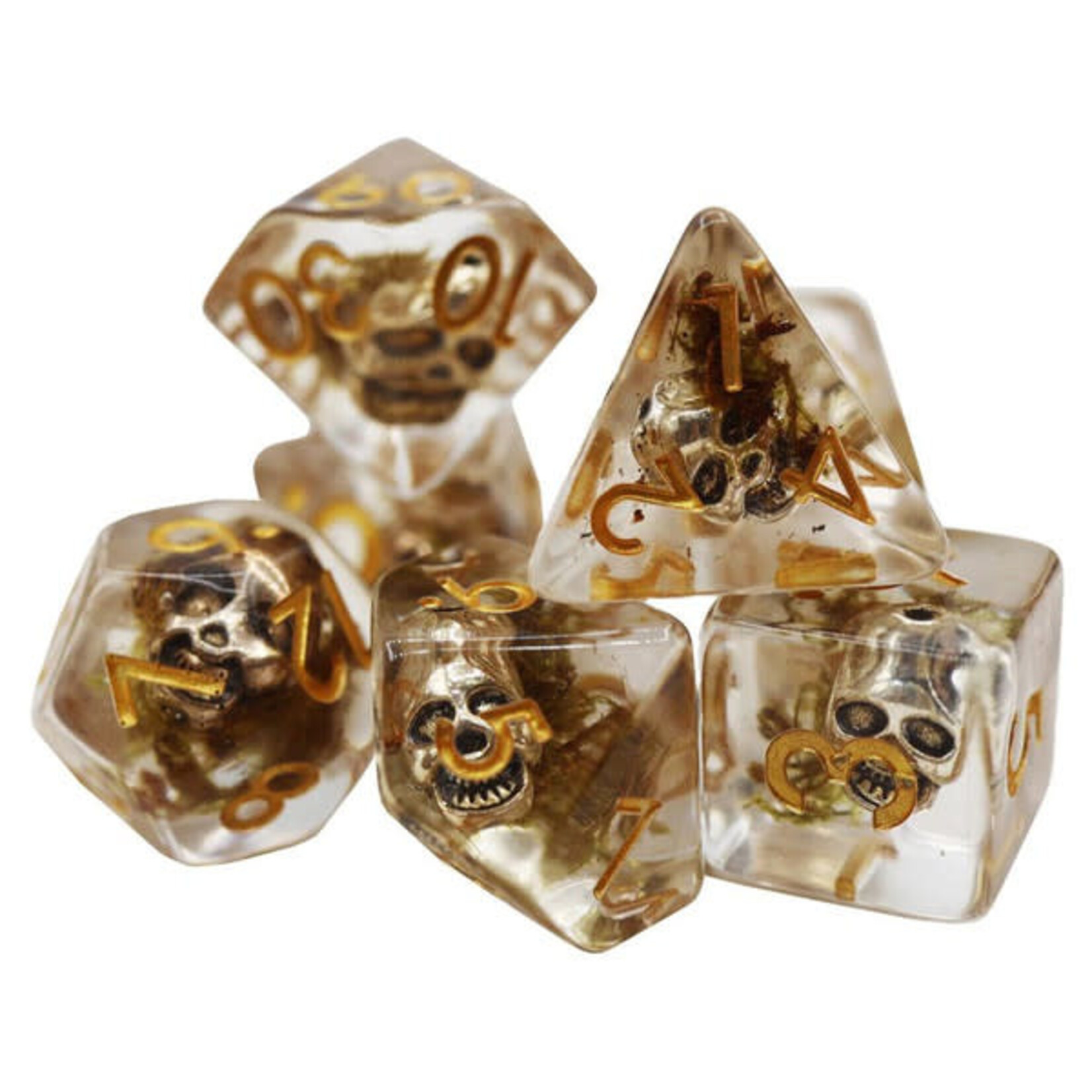 Foam Brain Silver Pirate Skull 7 Die Polyhedral Set | 2357
