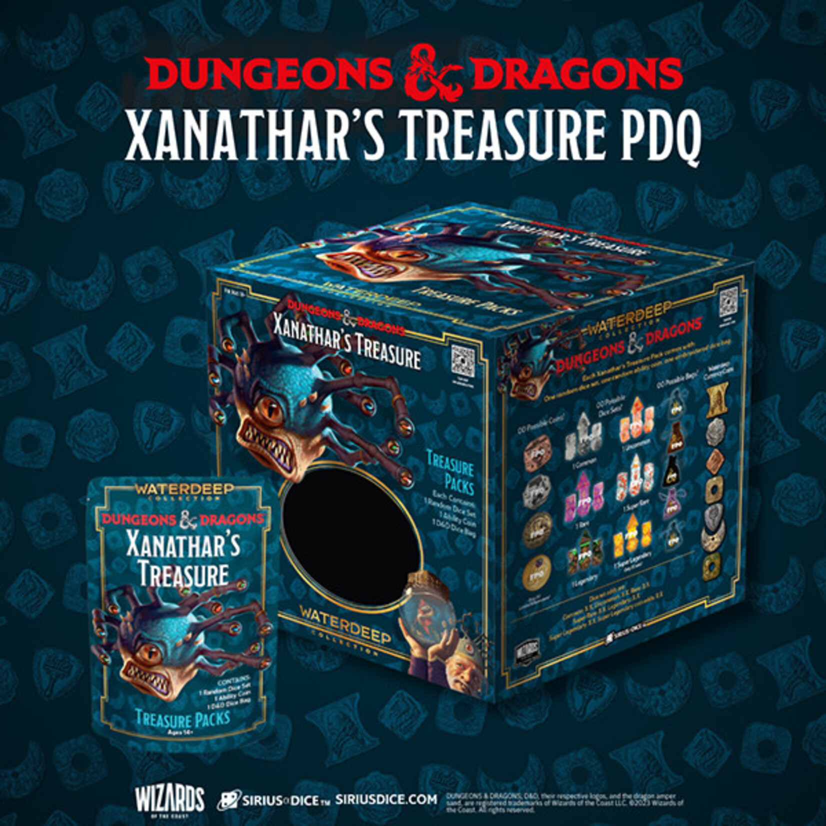 Xanathar's Treasure Pack Dice Set (Metal Coin, Dice Bag and Polyhedral Dice Set)