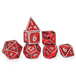 Solid Metal Behemoth Poyhedral 7 Die Set : Brushed Red with Silver
