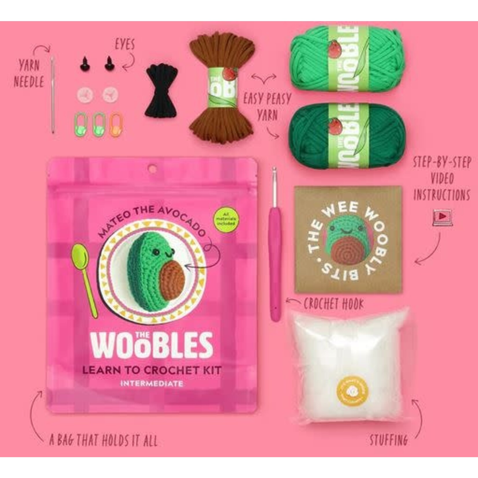 Woobles: Mateo the Avocado Intermediate Crochet Kit