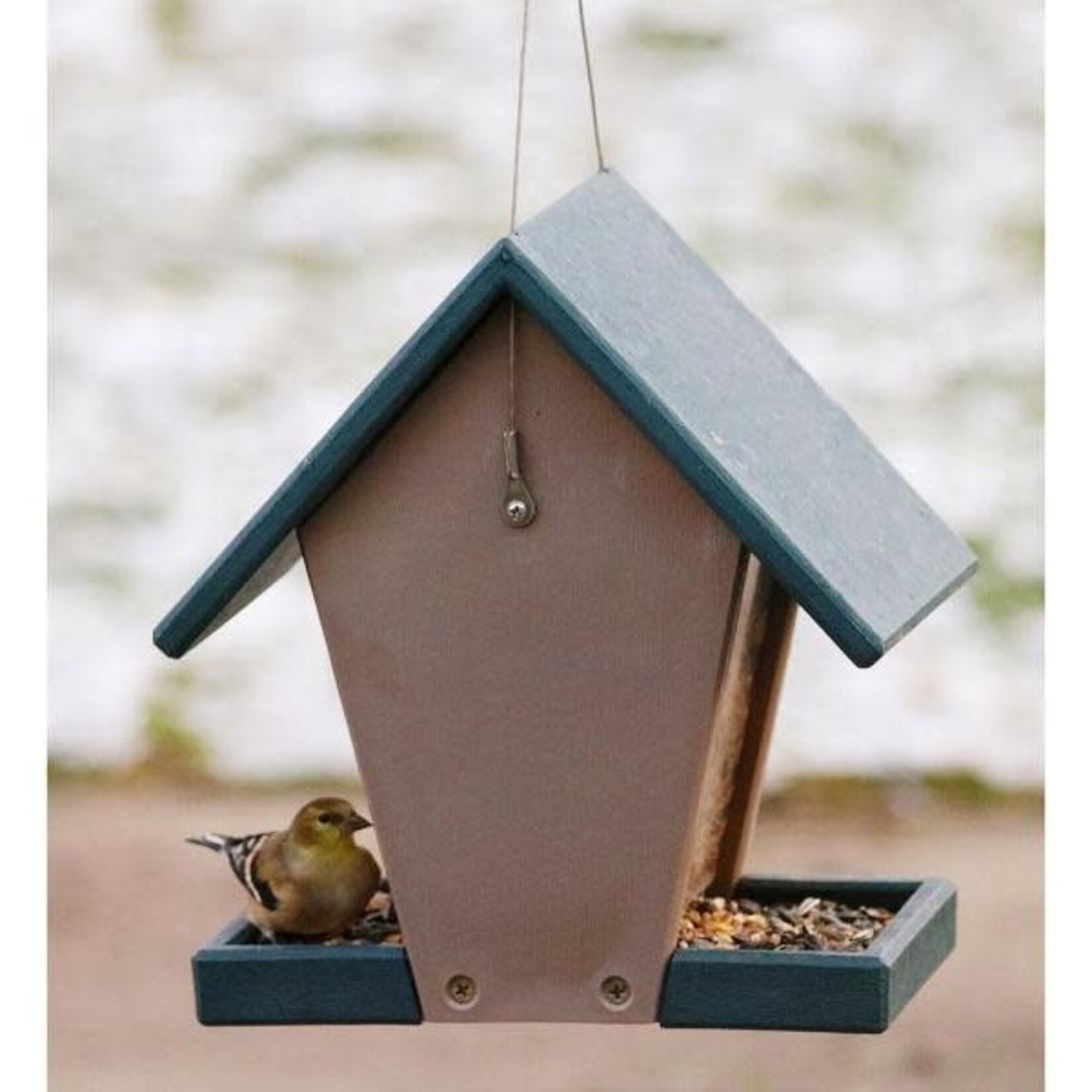 Recycled Plastic Hopper Feeder 1.5 Quarts Hunter Driftwood
