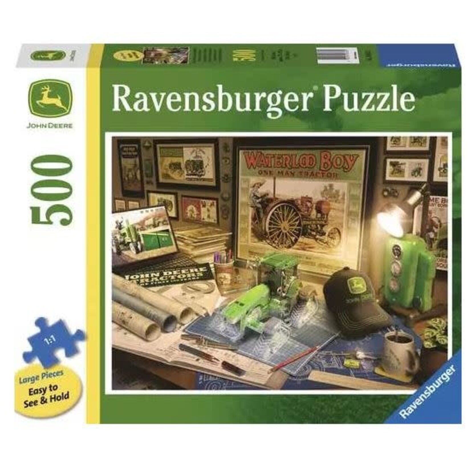 John Deere Work Desk 500 Piece Puzzle Large Format