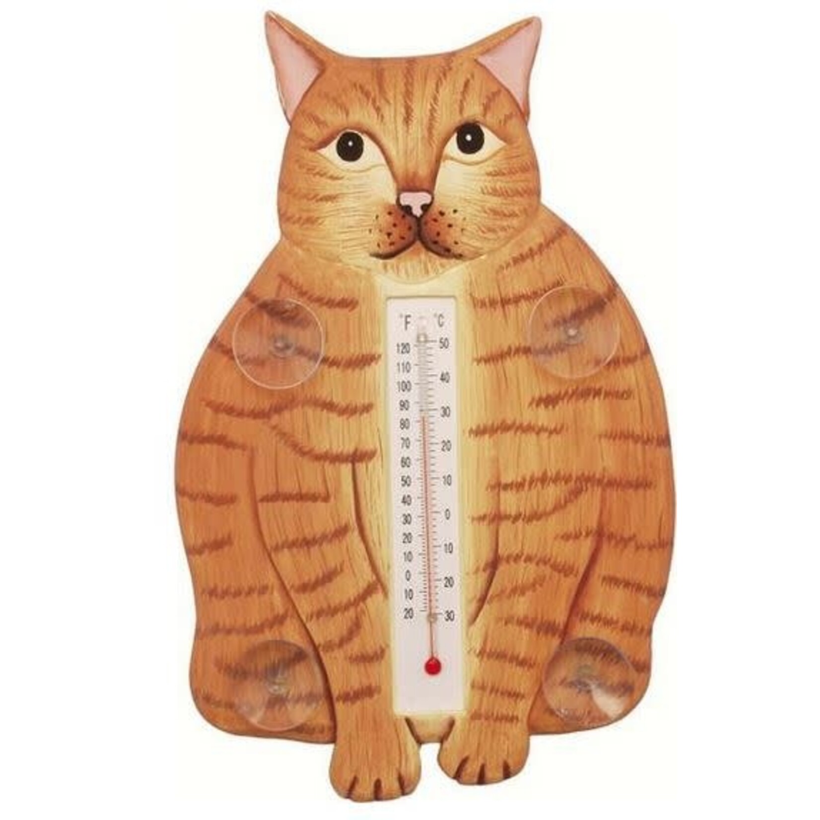 Window Thermometer Fat Cat Orange Tabby