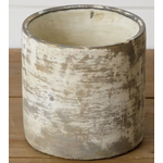 Rustic Cement Planter - Weathered Cream Finish 5" Cylinder