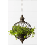 Vintage-Style Metal Globe Hanging Planter - 10 inch Diameter