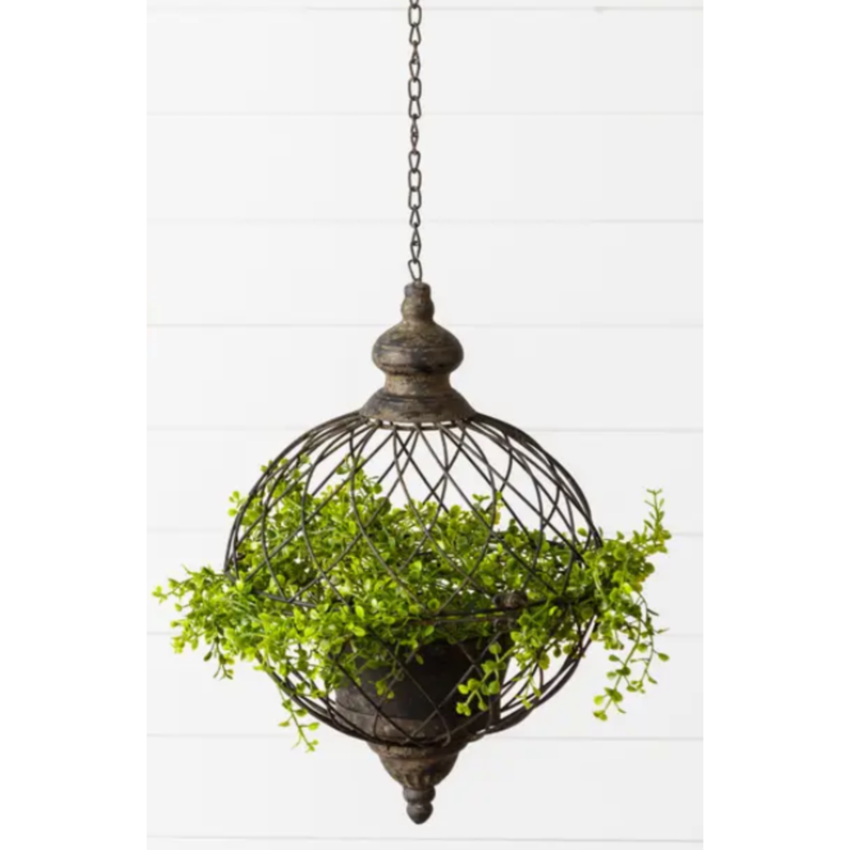 Vintage-Style Metal Globe Hanging Planter - 8 inch Diameter