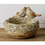 Rustic Nest Bowl with Two Perched Birds