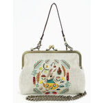 Handbag - Vintage Kisslock Embroidered Bunny - Linen