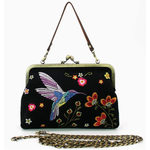 Handbag - Vintage Kisslock Embroidered Hummingbird