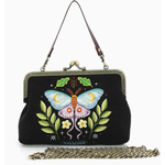 Handbag - Vintage Kisslock Embroidered Butterfly