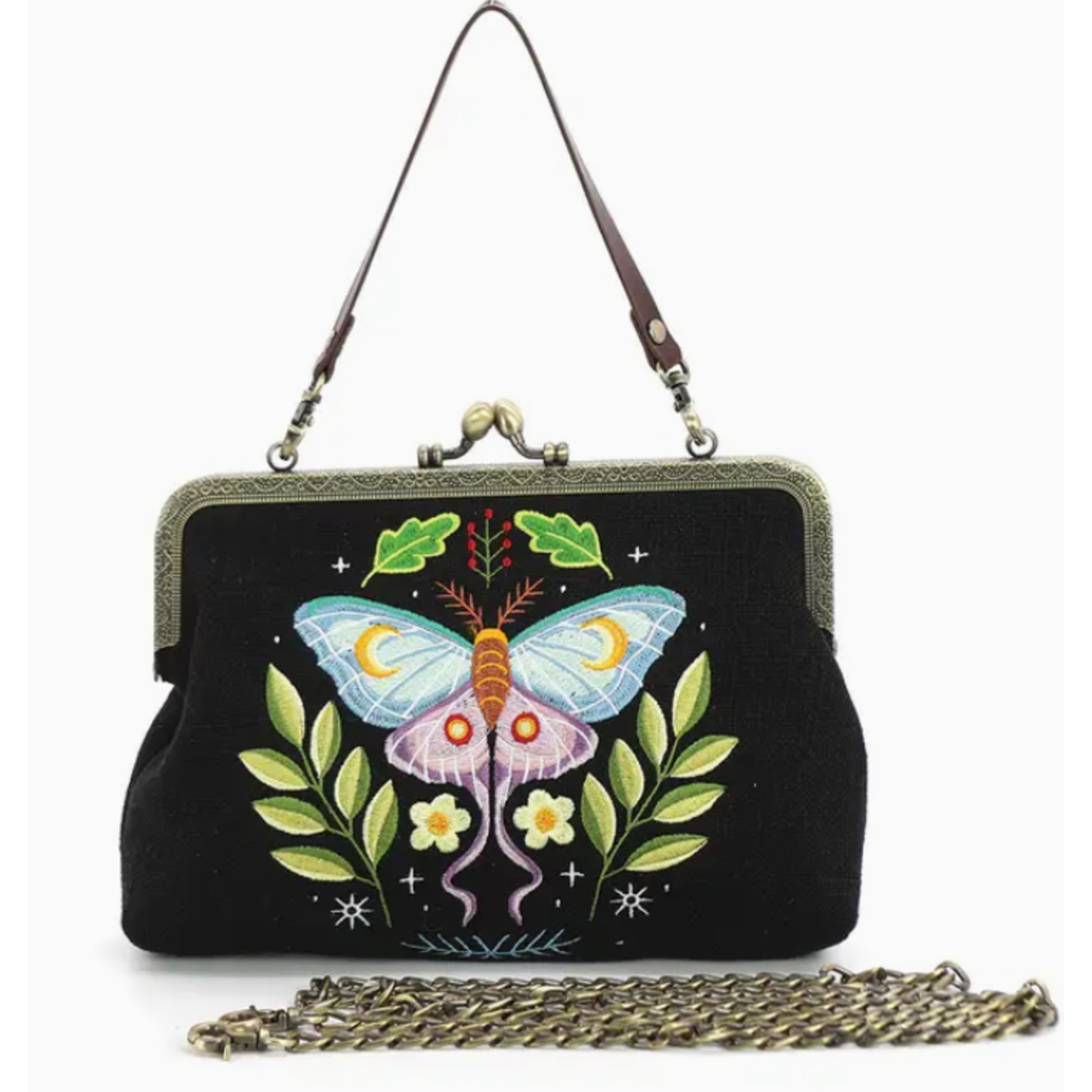 Handbag - Vintage Kisslock Embroidered Butterfly