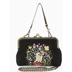 Handbag - Vintage Kisslock Embroidered Ghost in Strawberry Field