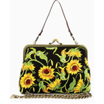 Handbag - Vintage Kisslock Embroidered Sunflower