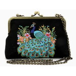 Handbag - Vintage Kisslock Embroidered Peacock