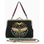 Handbag - Vintage Kisslock Embroidered Skull Head Moth
