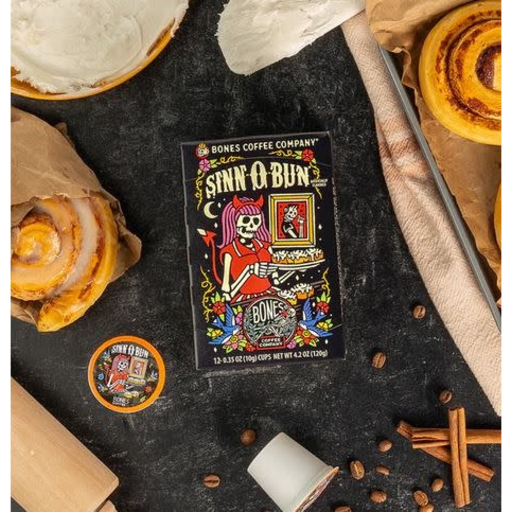 Bones Coffee: Cinnamon Roll Bones Cups 12ct